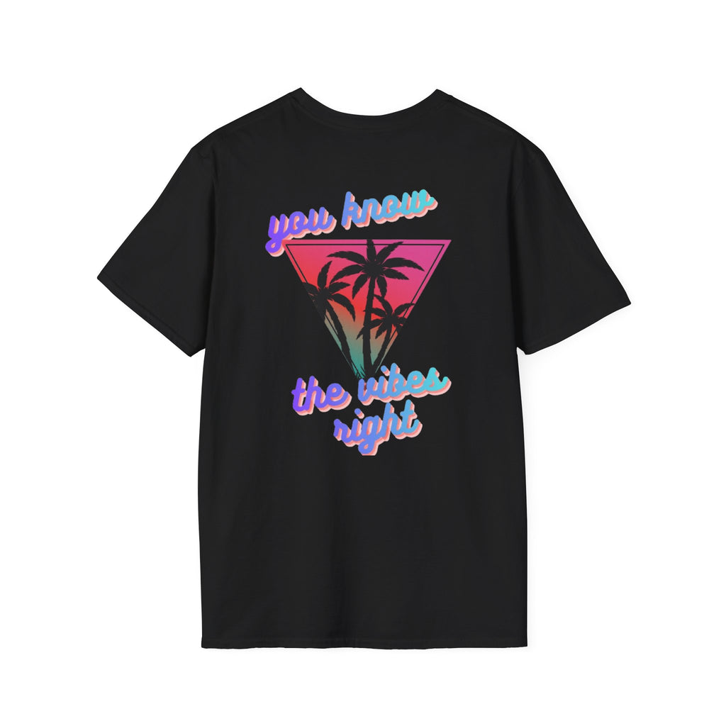 T-Shirt — "You Know the Vibes Right" Retro Palm Sunset Graphic Tee
