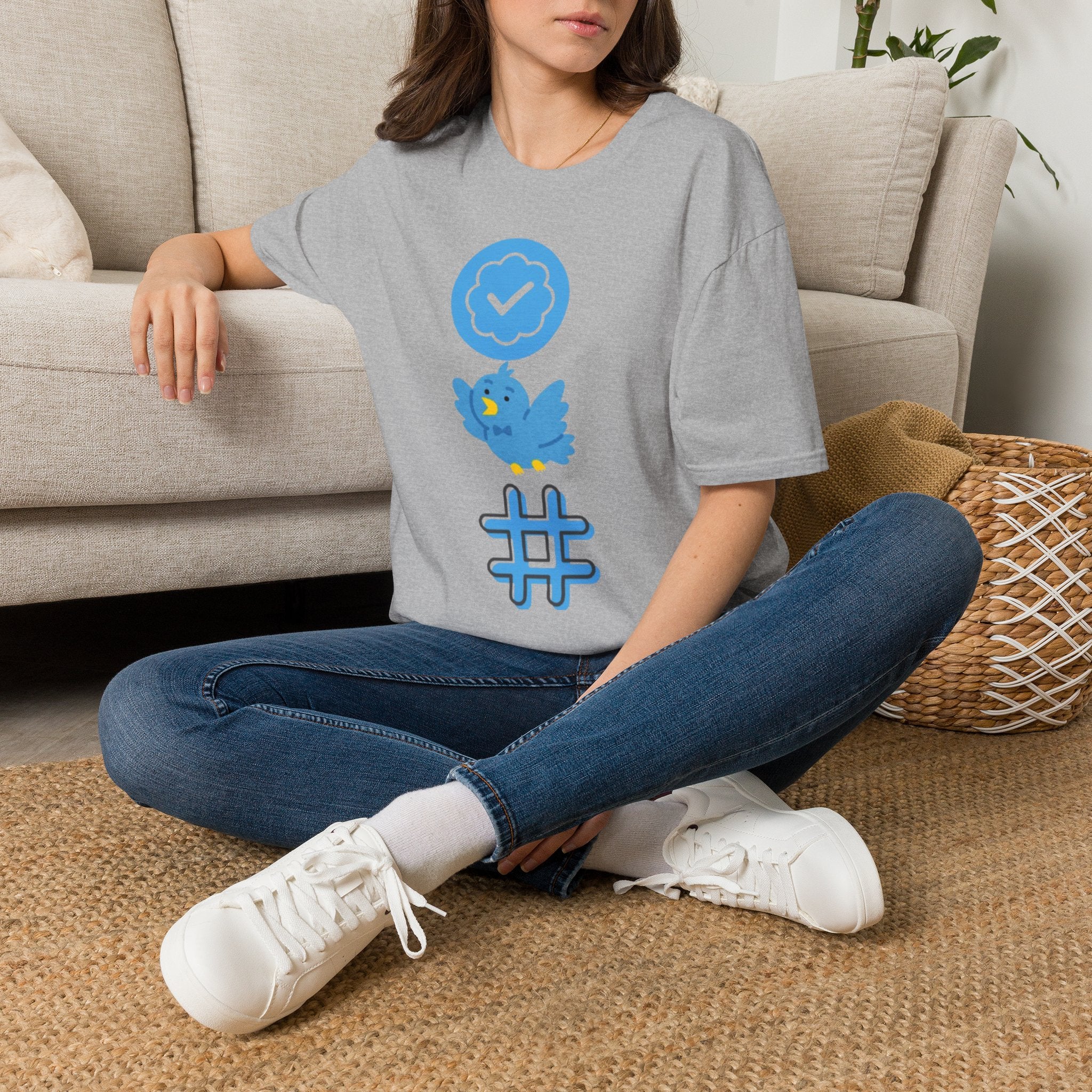 Verified Blue Bird T-Shirt — Social Media Checkmark & Hashtag Graphic Tee