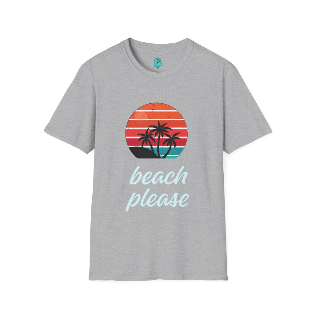 T-Shirt — Retro Sunset Palm Beach Please Tee