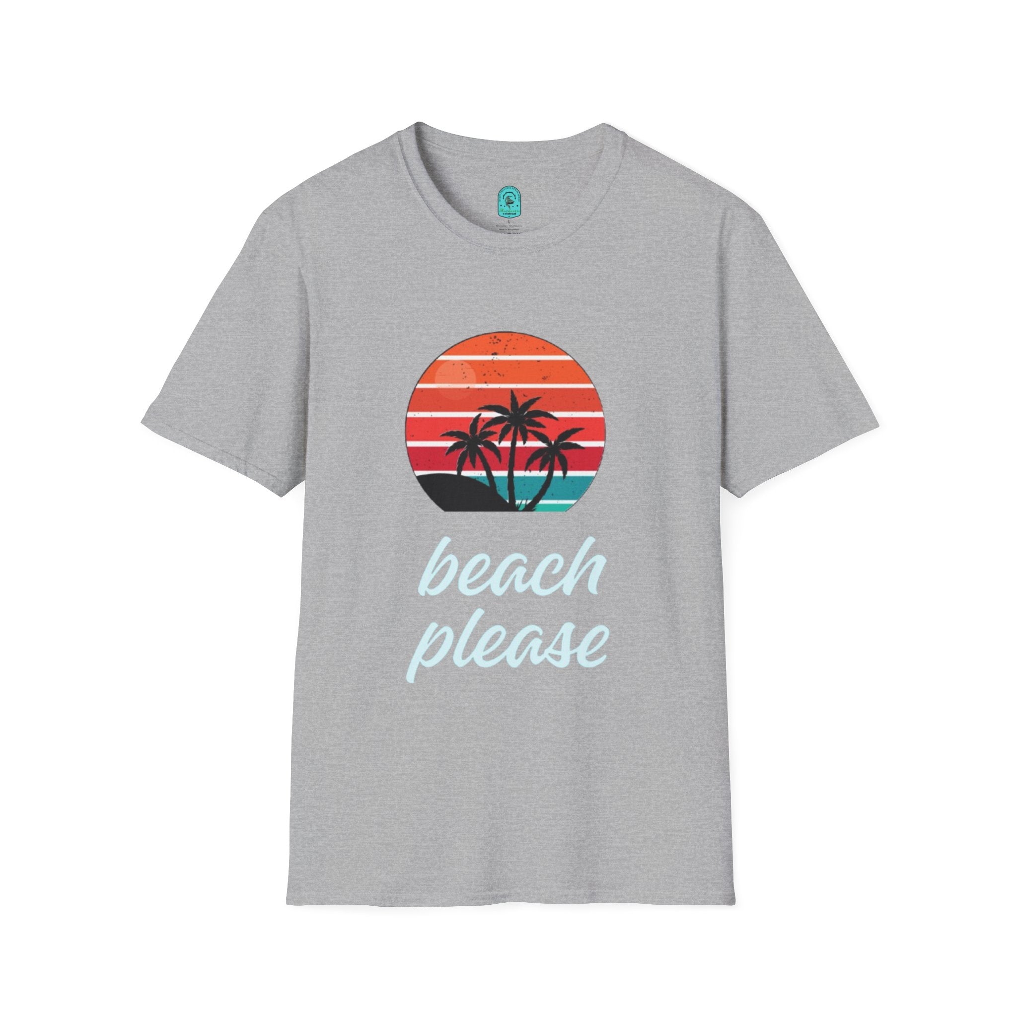 T-Shirt — Retro Sunset Palm Beach Please Tee