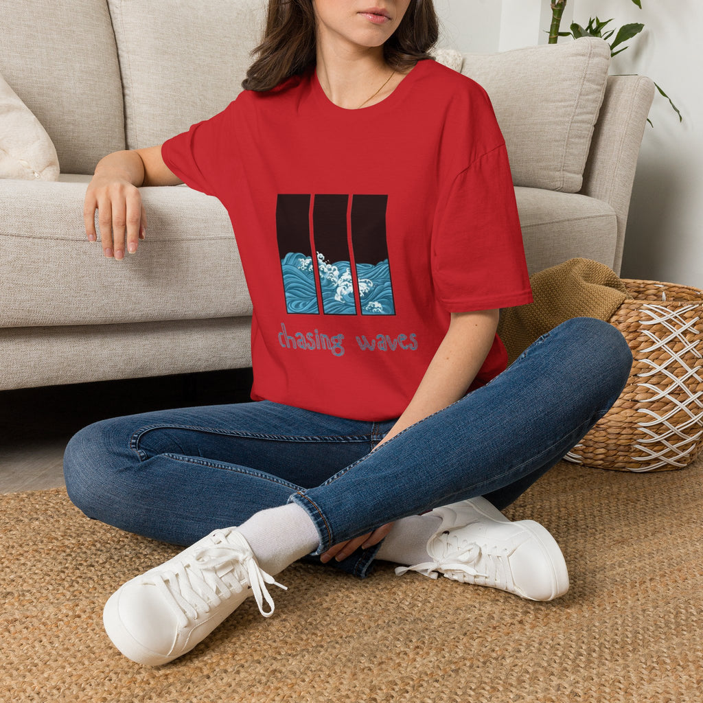 Waves Triptych T-Shirt — "Chasing Waves" Graphic Tee