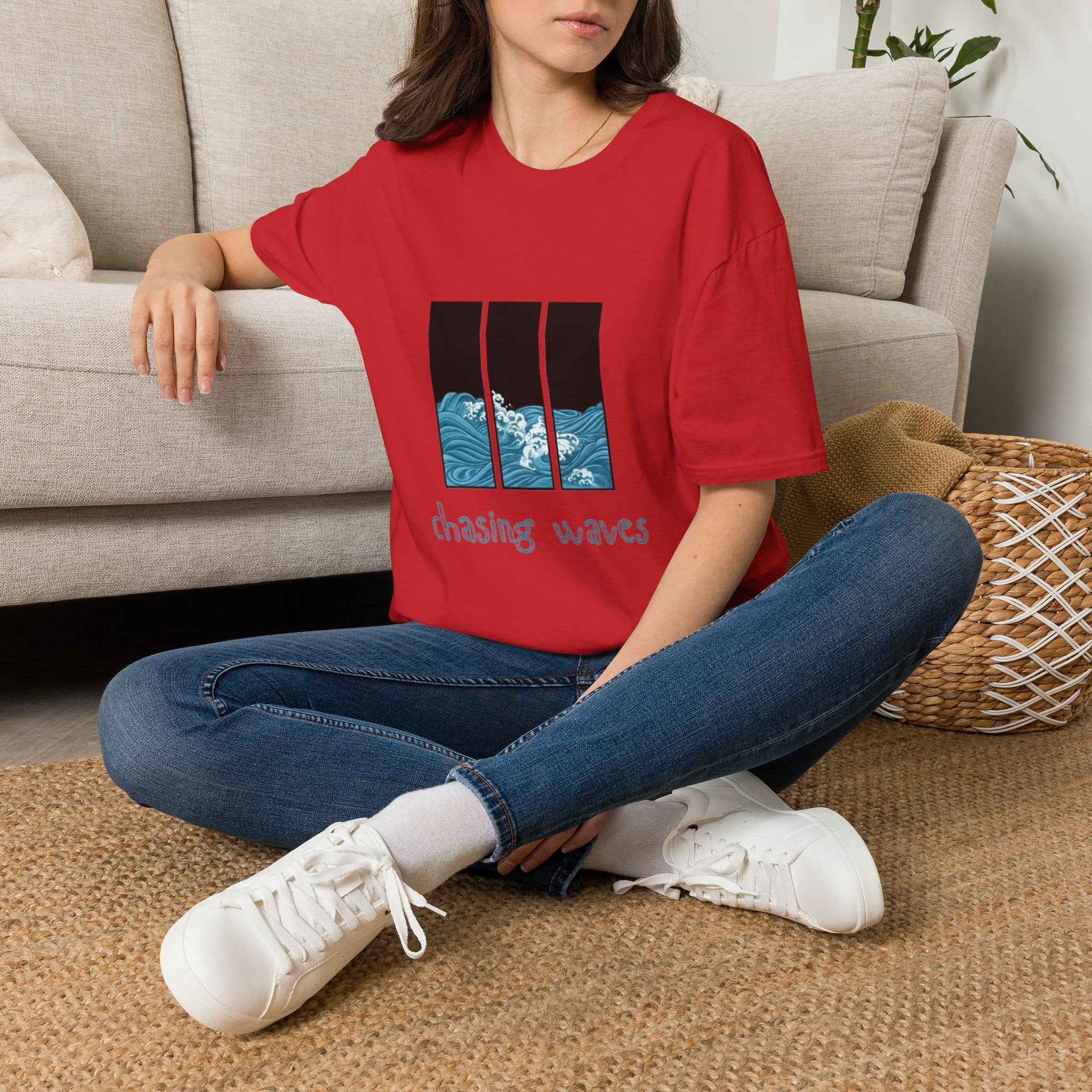 Waves Triptych T-Shirt — "Chasing Waves" Graphic Tee
