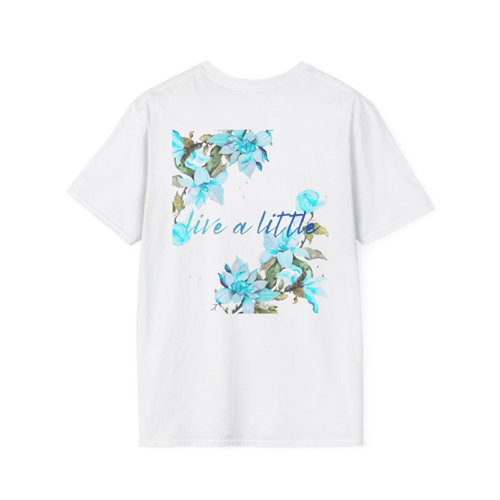 Floral 'Give a Little' Tee – Blue Watercolor Flower T-Shirt