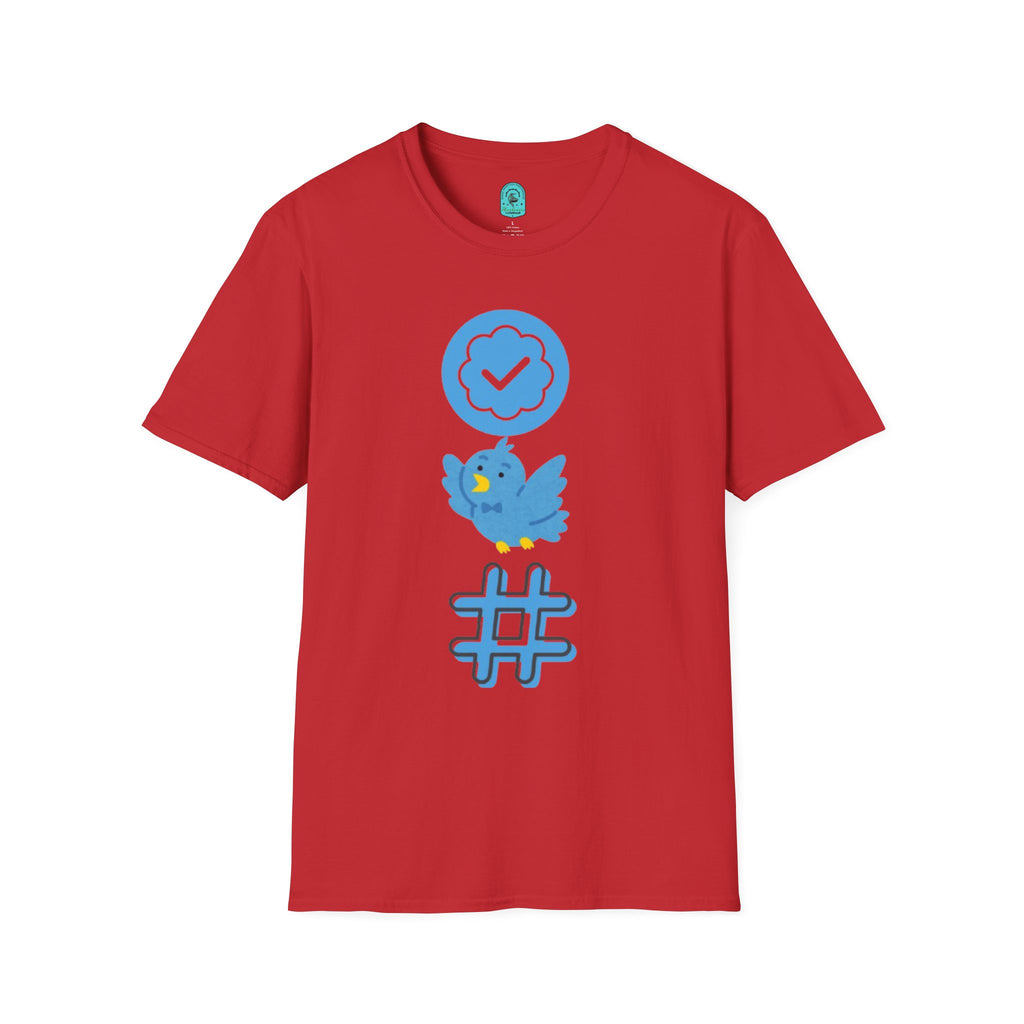 Verified Blue Bird T-Shirt — Social Media Checkmark & Hashtag Graphic Tee
