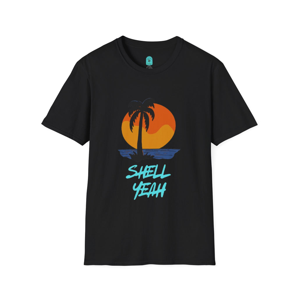 Palm Sunset T-Shirt — “Shell Yeah” Beach Vibes Tee