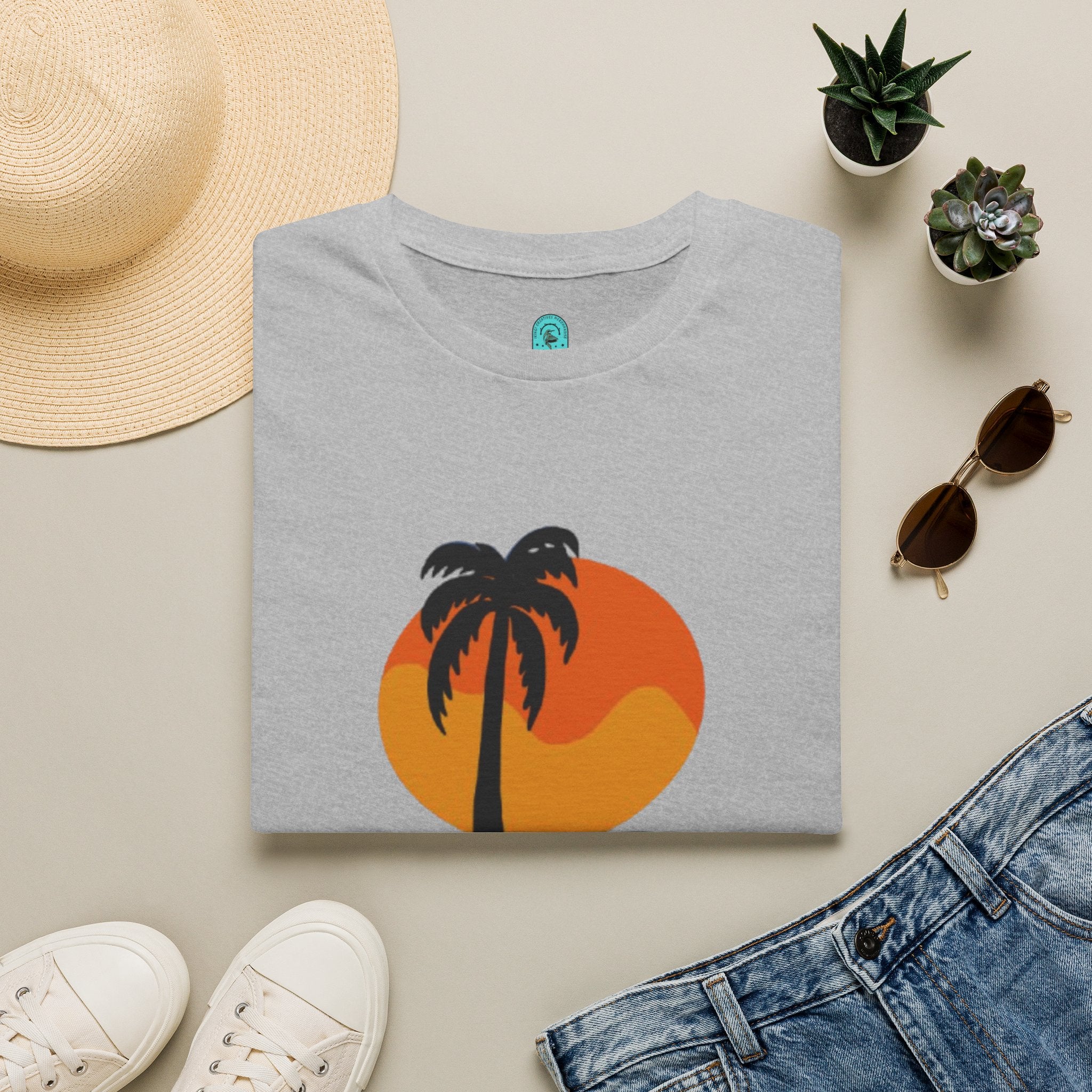 Palm Sunset T-Shirt — “Shell Yeah” Beach Vibes Tee