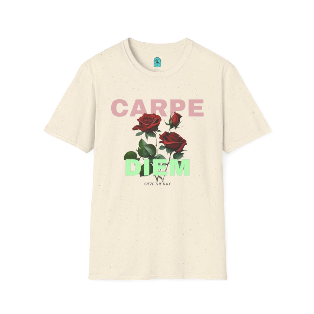 Carpe Diem Rose Tee — Inspirational Floral Graphic T-Shirt
