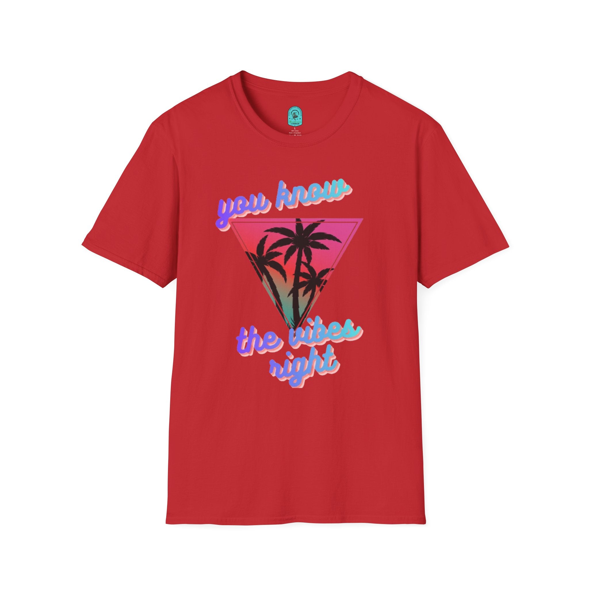 T-Shirt — "You Know the Vibes Right" Retro Palm Sunset Graphic Tee
