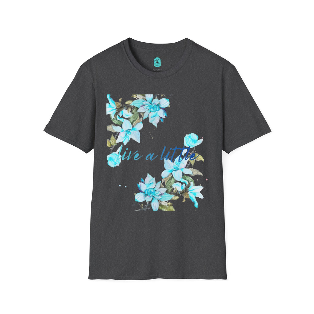Floral 'Give a Little' Tee – Blue Watercolor Flower T-Shirt