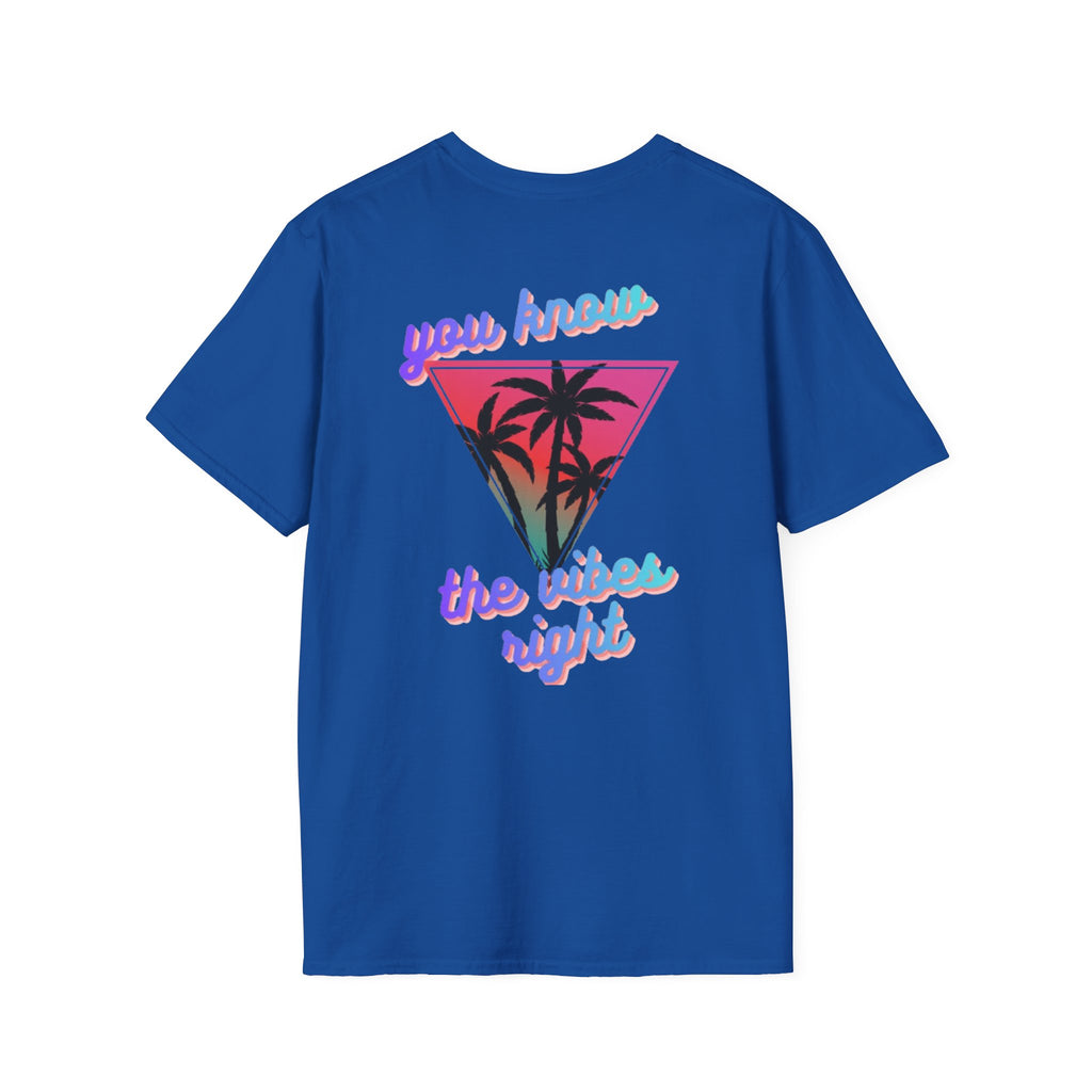 T-Shirt — "You Know the Vibes Right" Retro Palm Sunset Graphic Tee