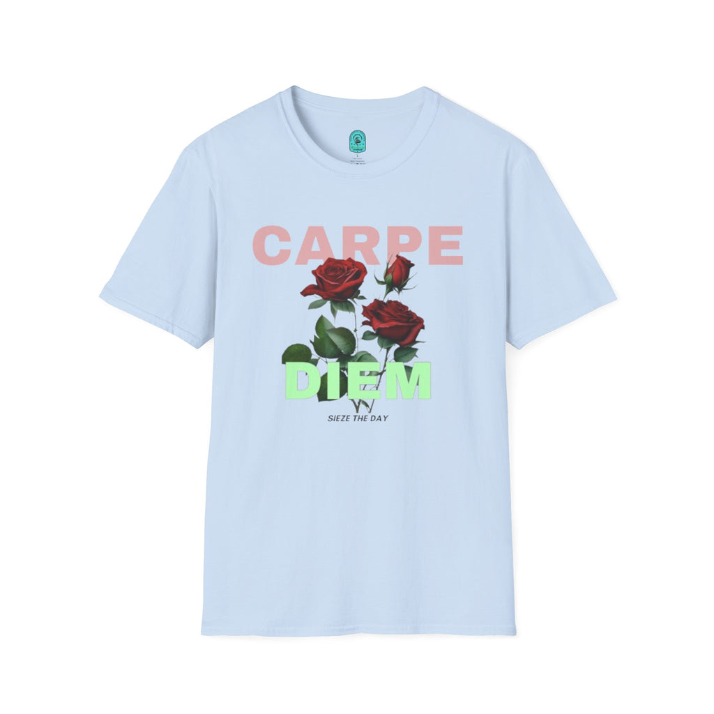 Carpe Diem Rose Tee — Inspirational Floral Graphic T-Shirt