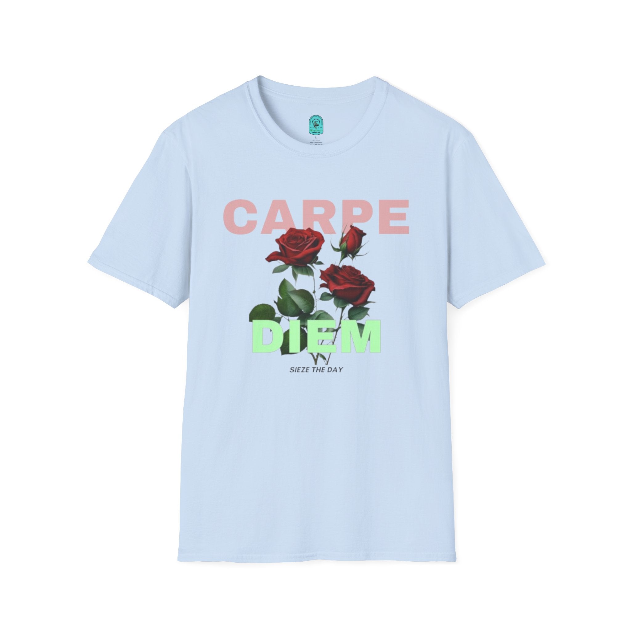 Carpe Diem Rose Tee — Inspirational Floral Graphic T-Shirt