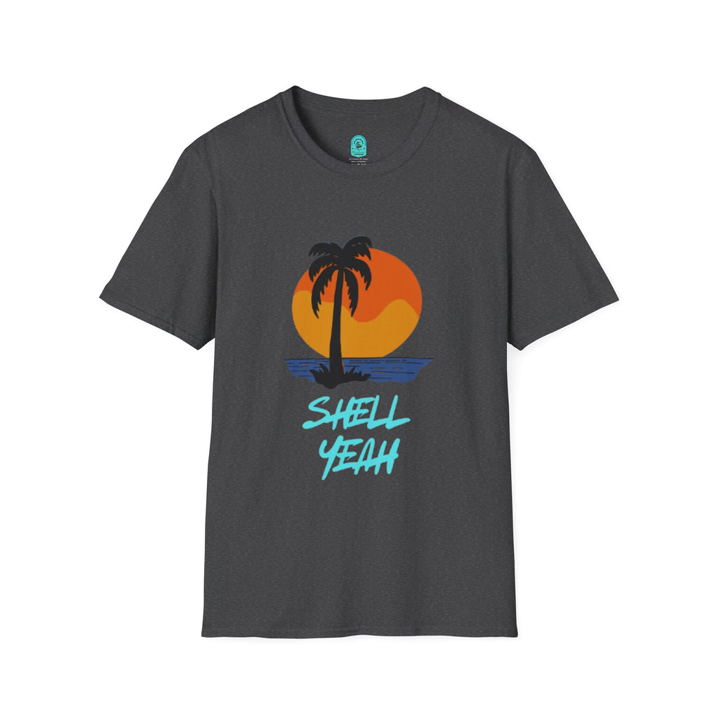 Palm Sunset T-Shirt — “Shell Yeah” Beach Vibes Tee