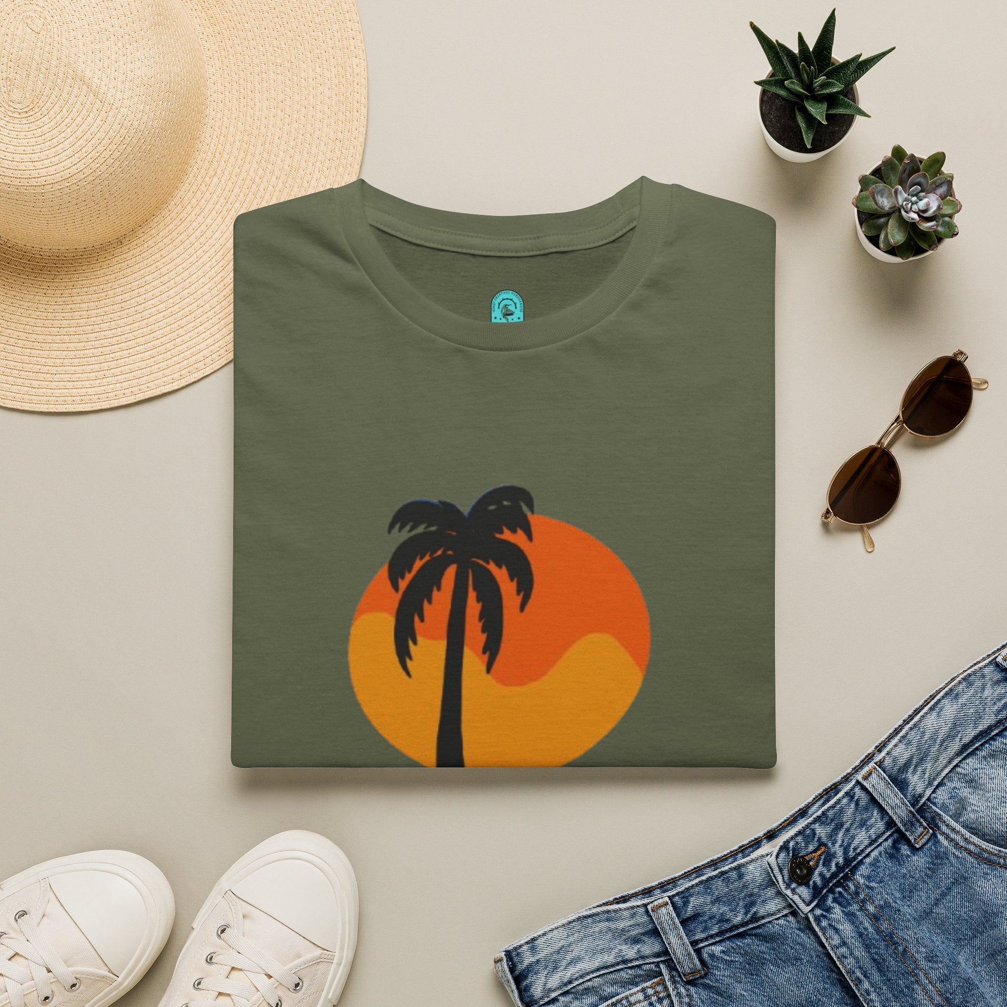 Palm Sunset T-Shirt — “Shell Yeah” Beach Vibes Tee