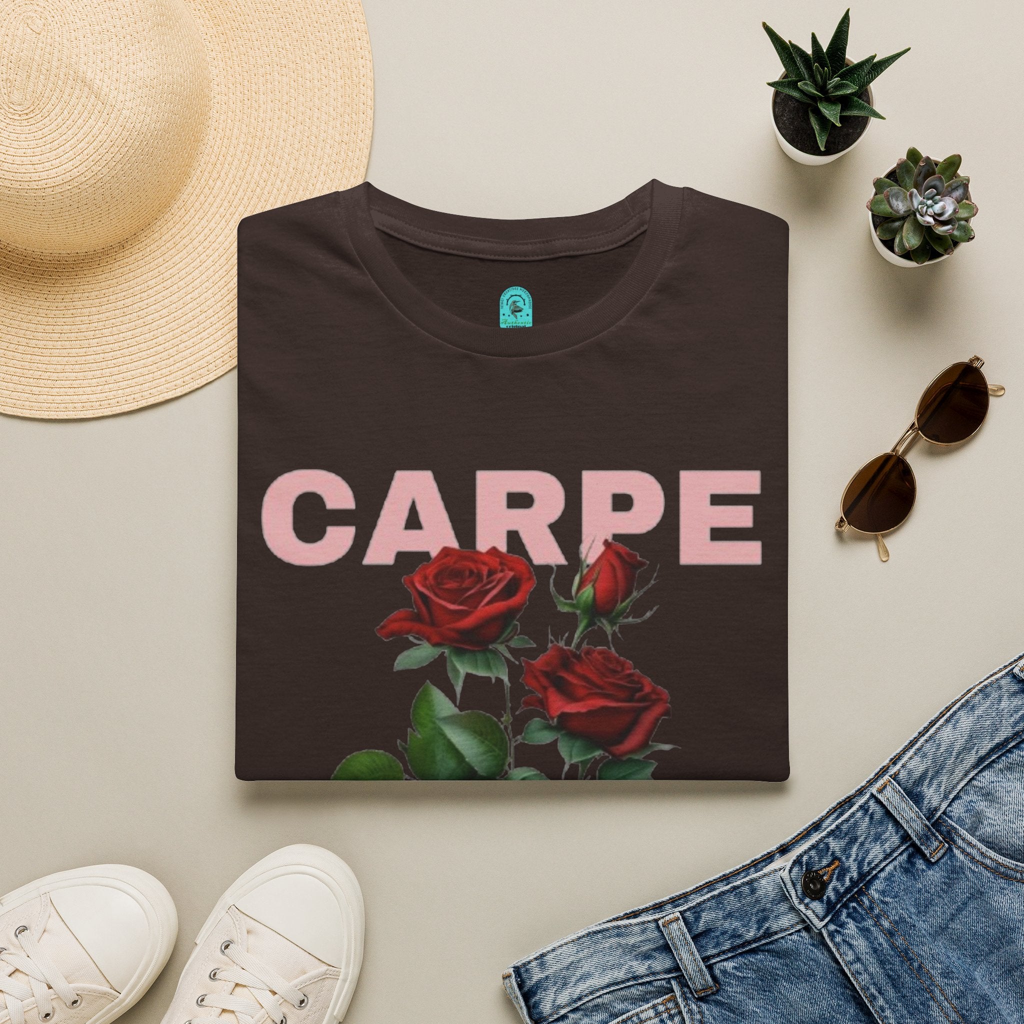 Carpe Diem Rose Tee — Inspirational Floral Graphic T-Shirt