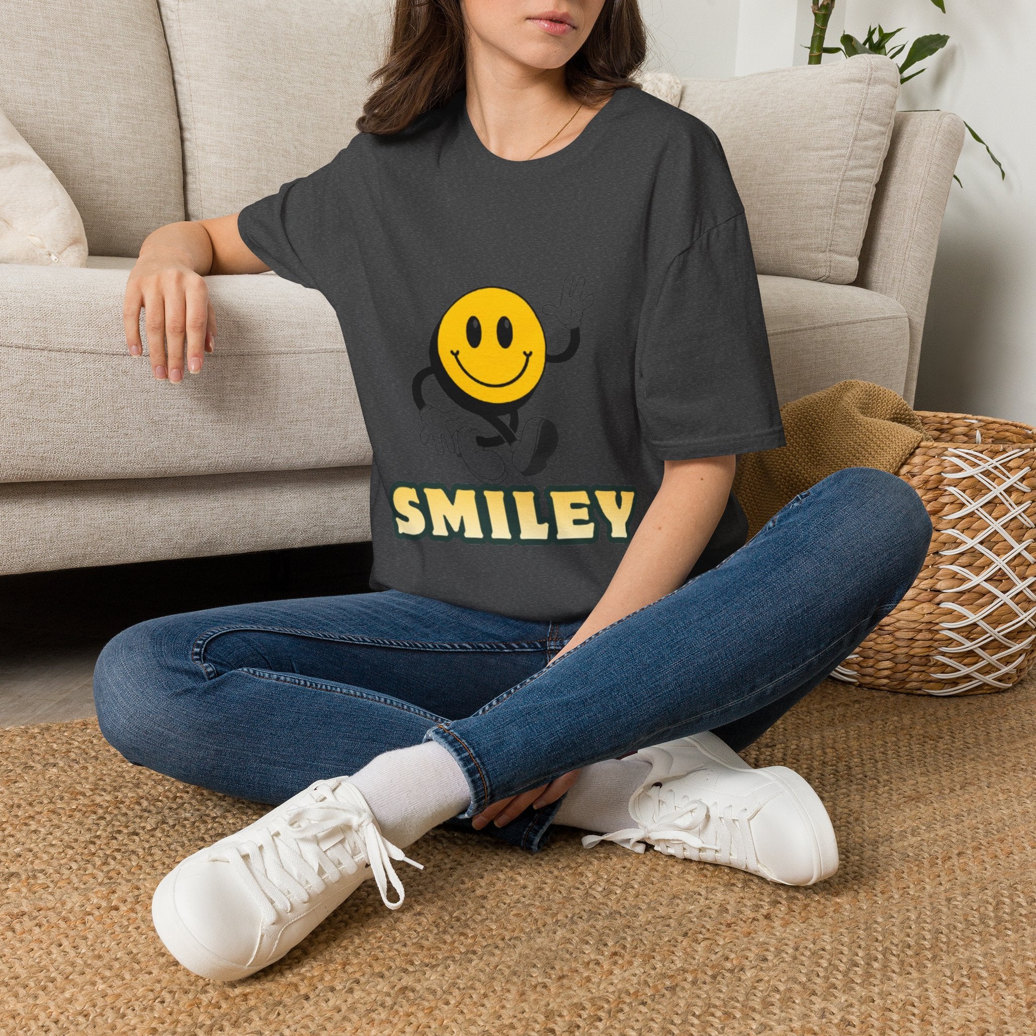 Smiley Waving T‑Shirt — Retro Happy Face Graphic Tee