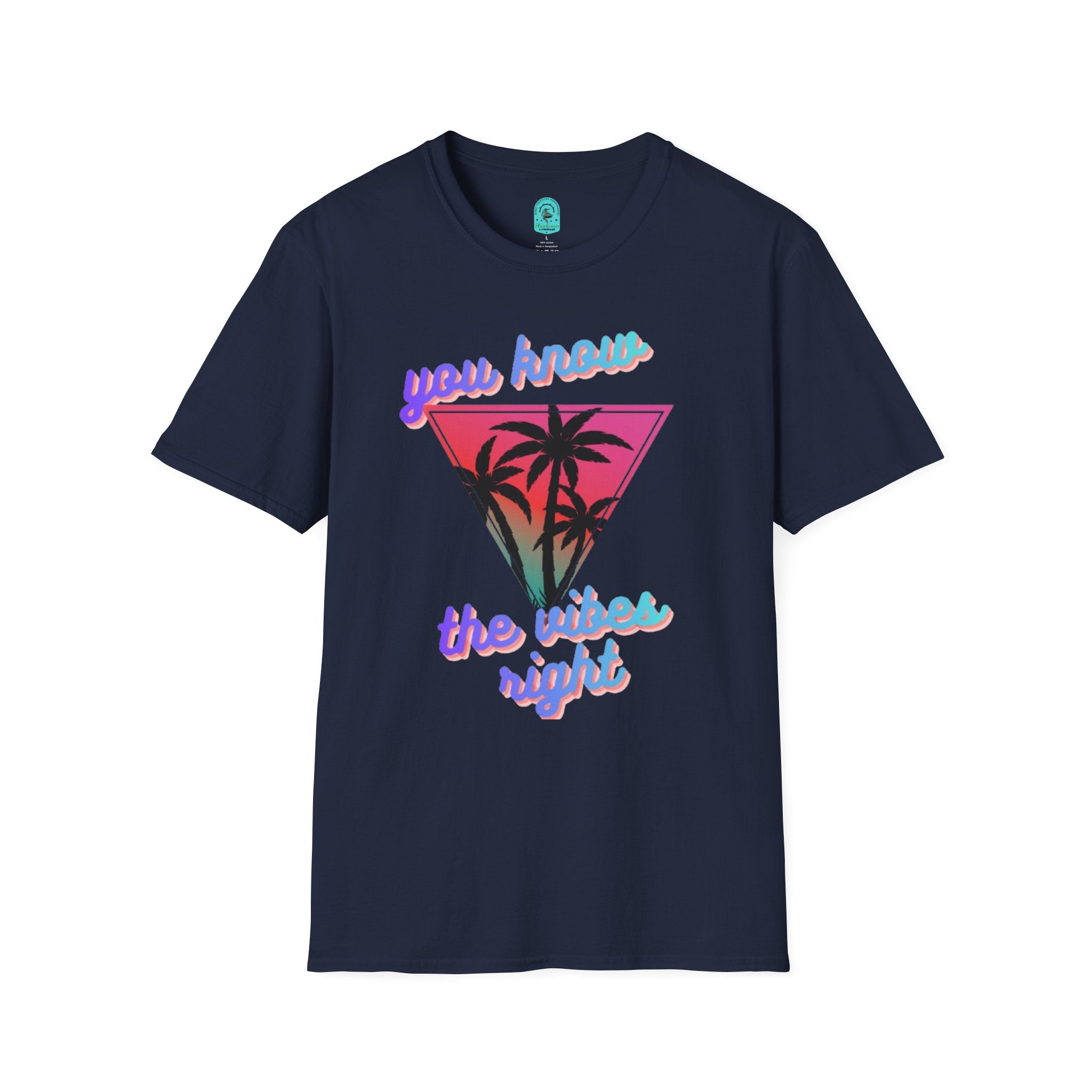 T-Shirt — "You Know the Vibes Right" Retro Palm Sunset Graphic Tee