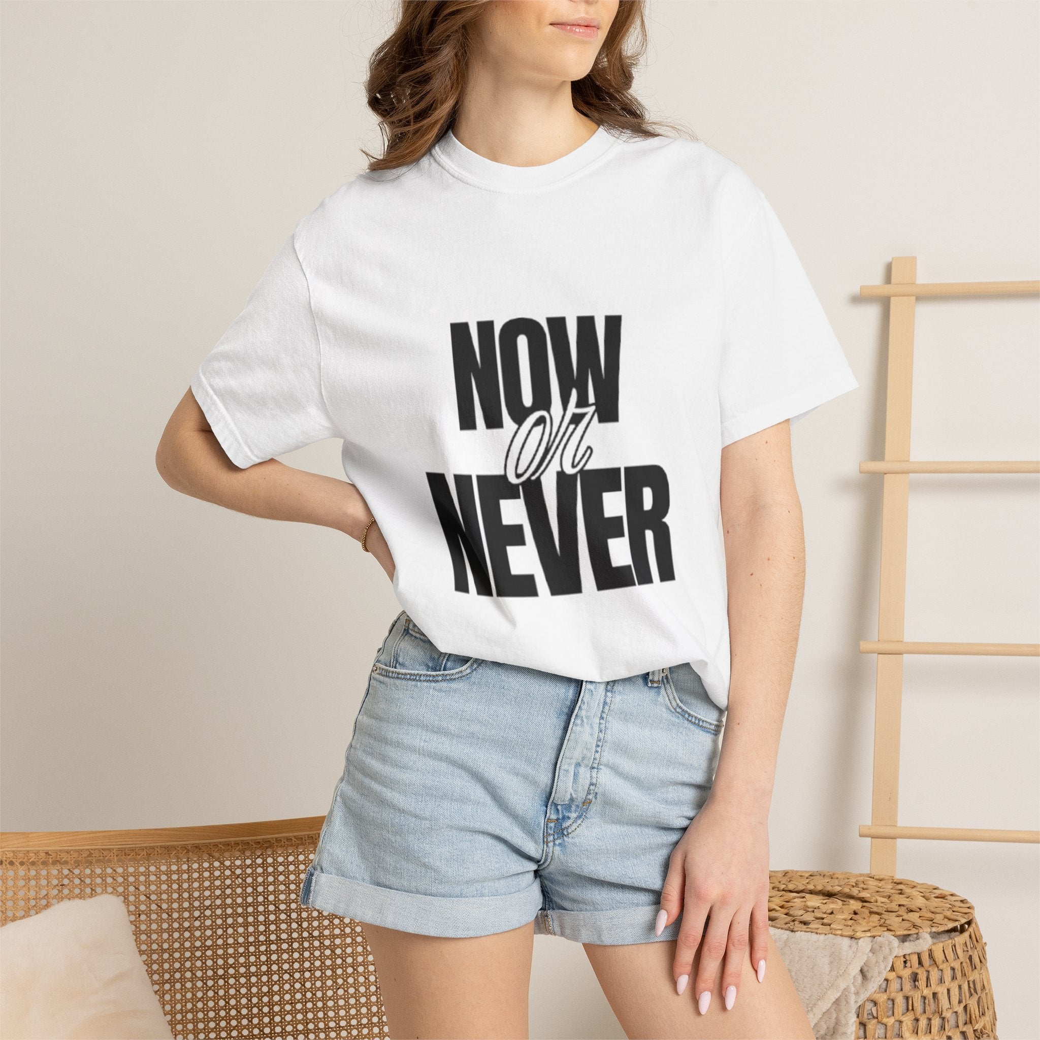 Now Or Never Graphic Tee — Motivational Bold Lettering T-Shirt
