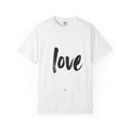 Love Script T-Shirt — Minimalist Casual Tee with Brushstroke 'love' Design