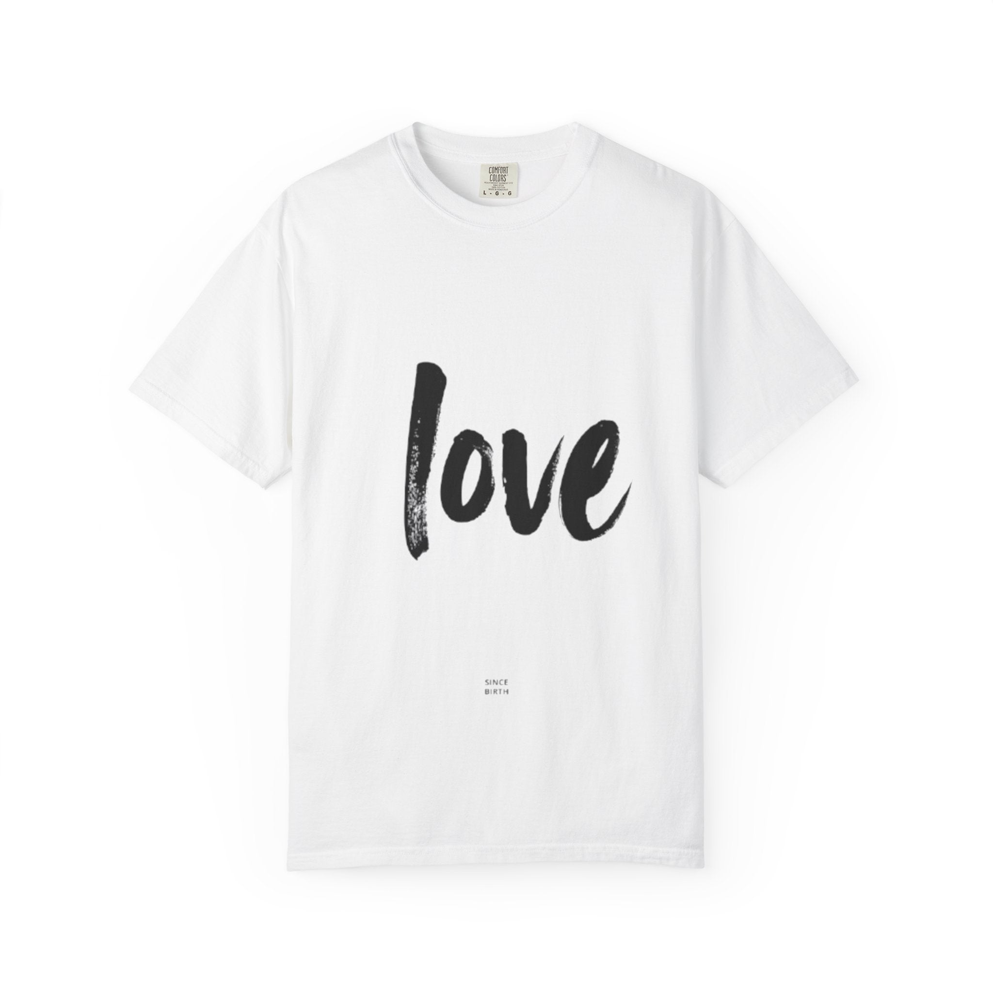 Love Script T-Shirt — Minimalist Casual Tee with Brushstroke 'love' Design