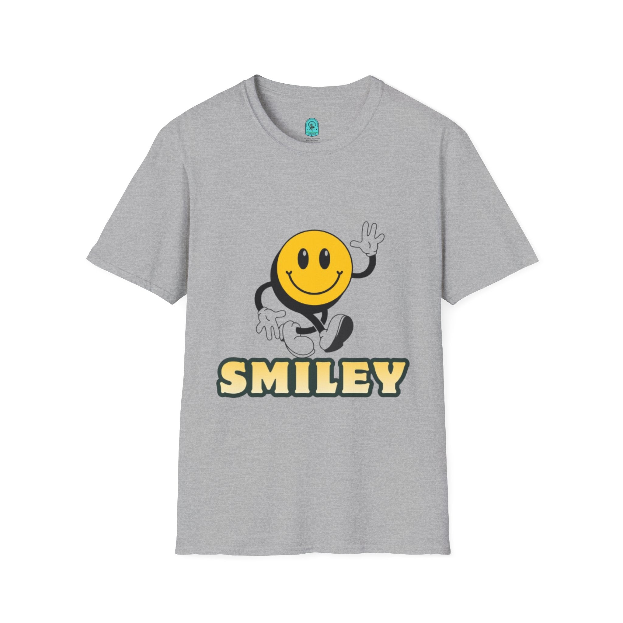 Smiley Waving T‑Shirt — Retro Happy Face Graphic Tee