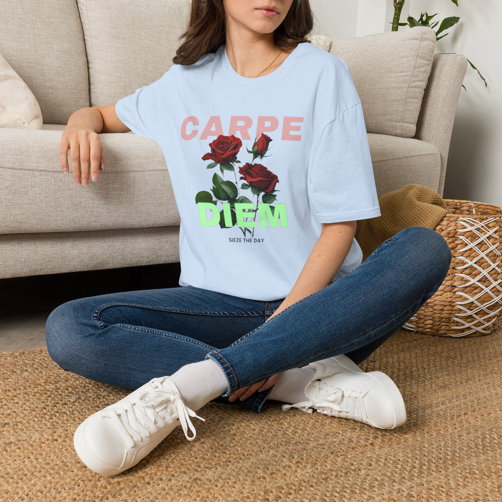 Carpe Diem Rose Tee — Inspirational Floral Graphic T-Shirt