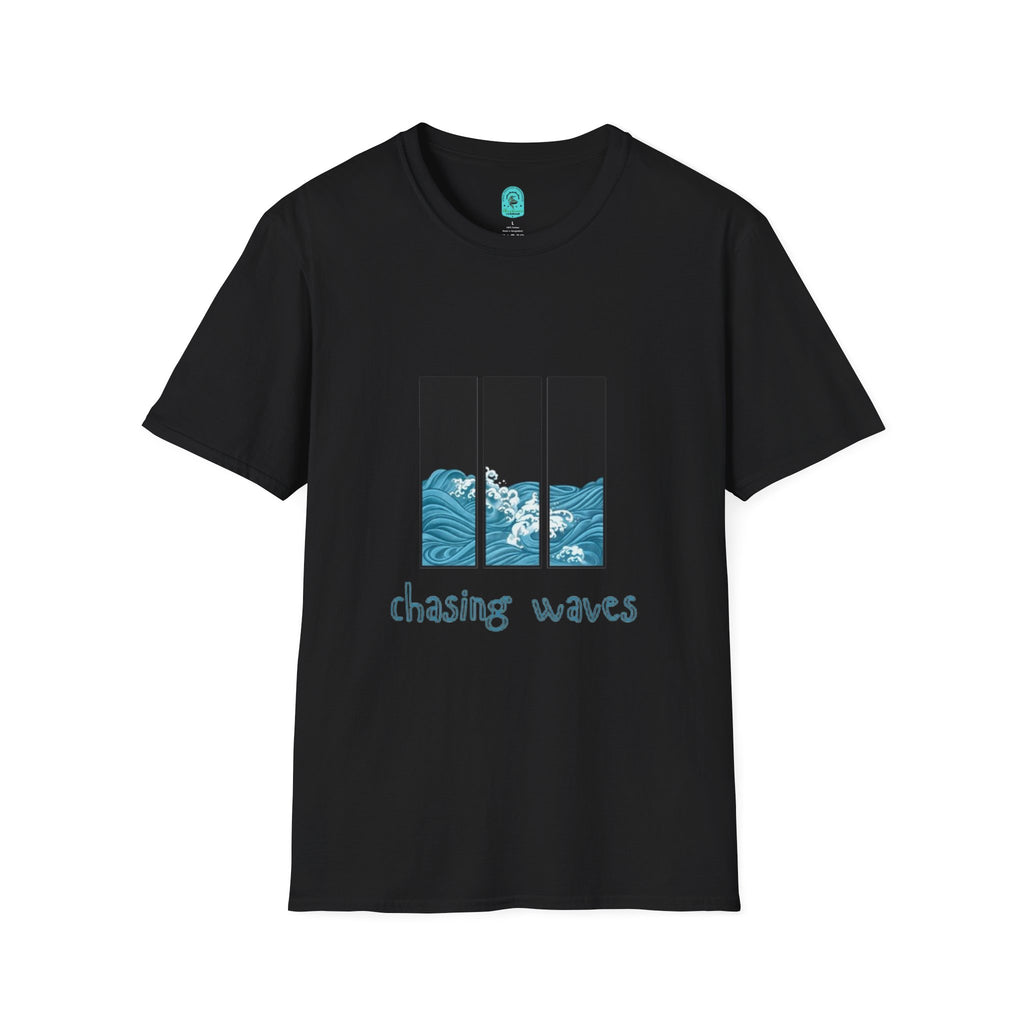 Waves Triptych T-Shirt — "Chasing Waves" Graphic Tee