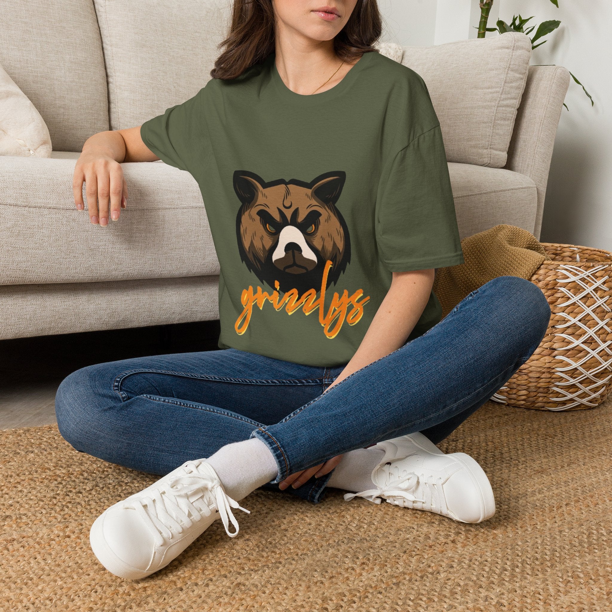 Bear Face Graphic T-Shirt — 'grizzly' Script Outdoor & Rustic Tee