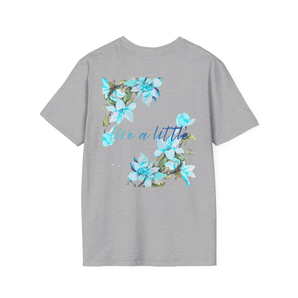 Floral 'Give a Little' Tee – Blue Watercolor Flower T-Shirt