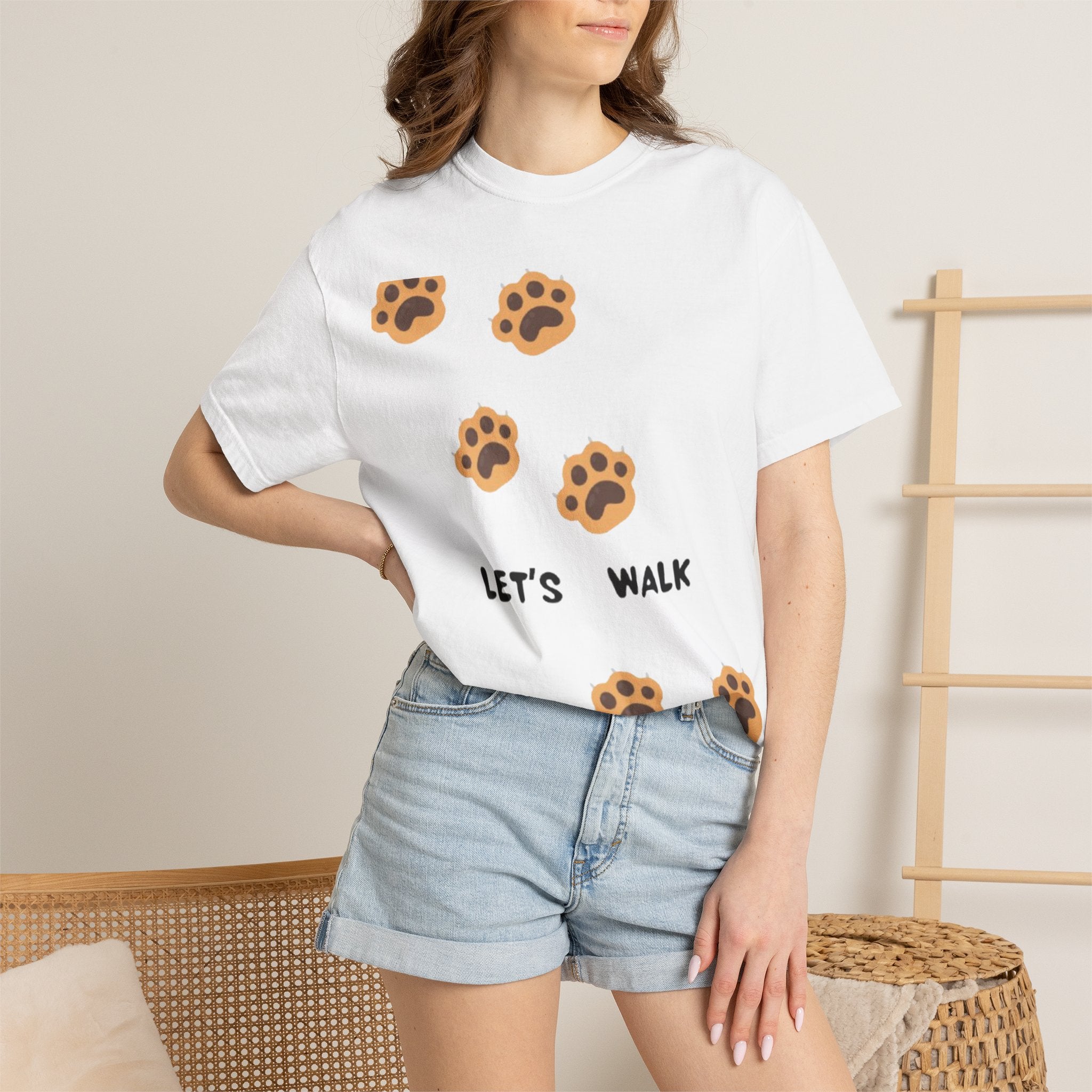 Let's Walk Paw Print T-Shirt