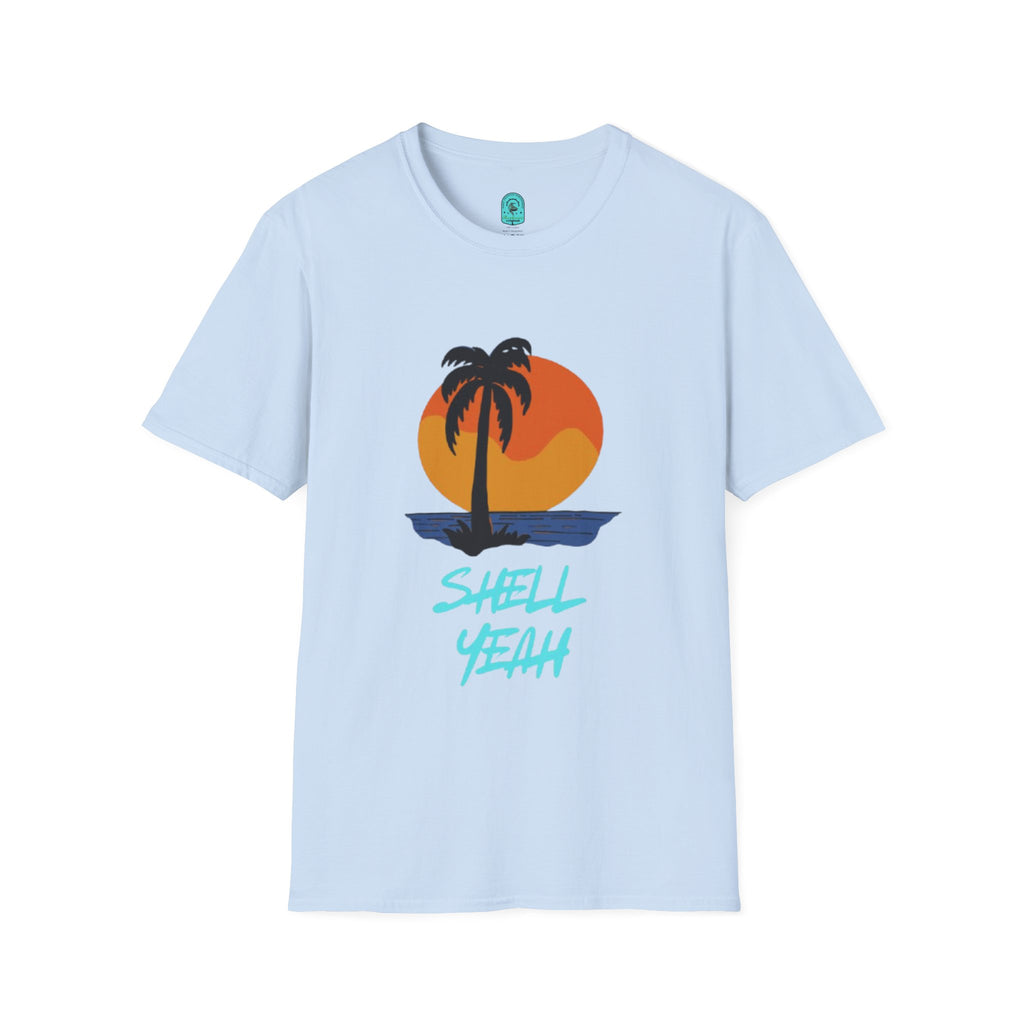 Palm Sunset T-Shirt — “Shell Yeah” Beach Vibes Tee