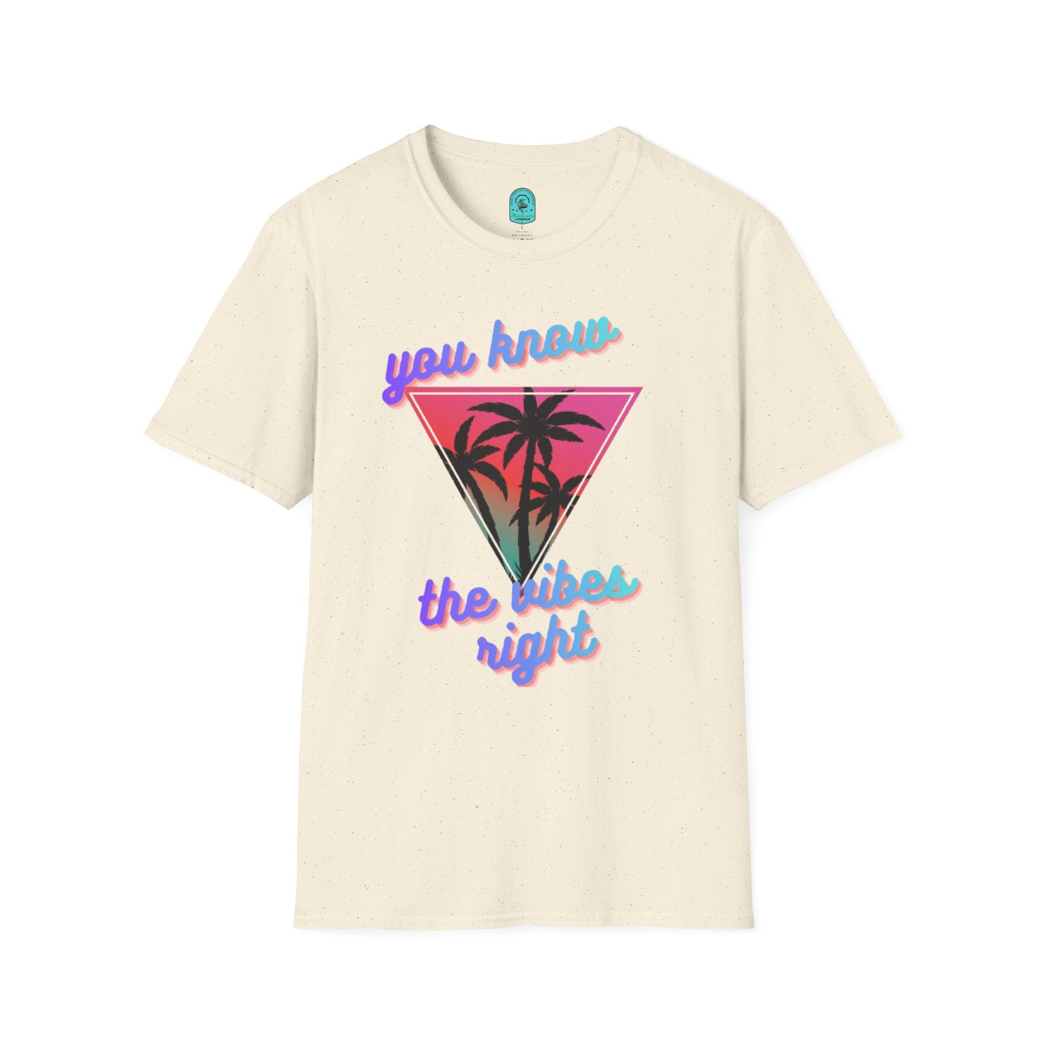 T-Shirt — "You Know the Vibes Right" Retro Palm Sunset Graphic Tee