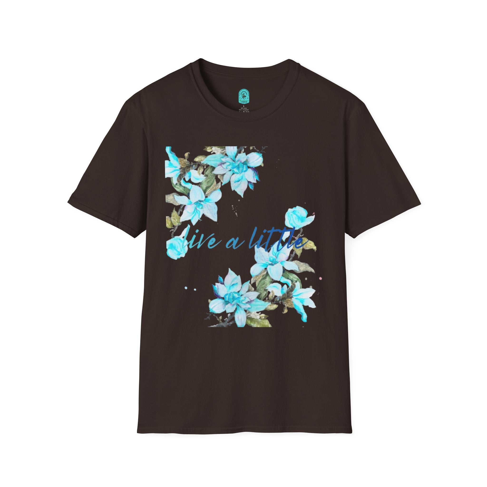 Floral 'Give a Little' Tee – Blue Watercolor Flower T-Shirt
