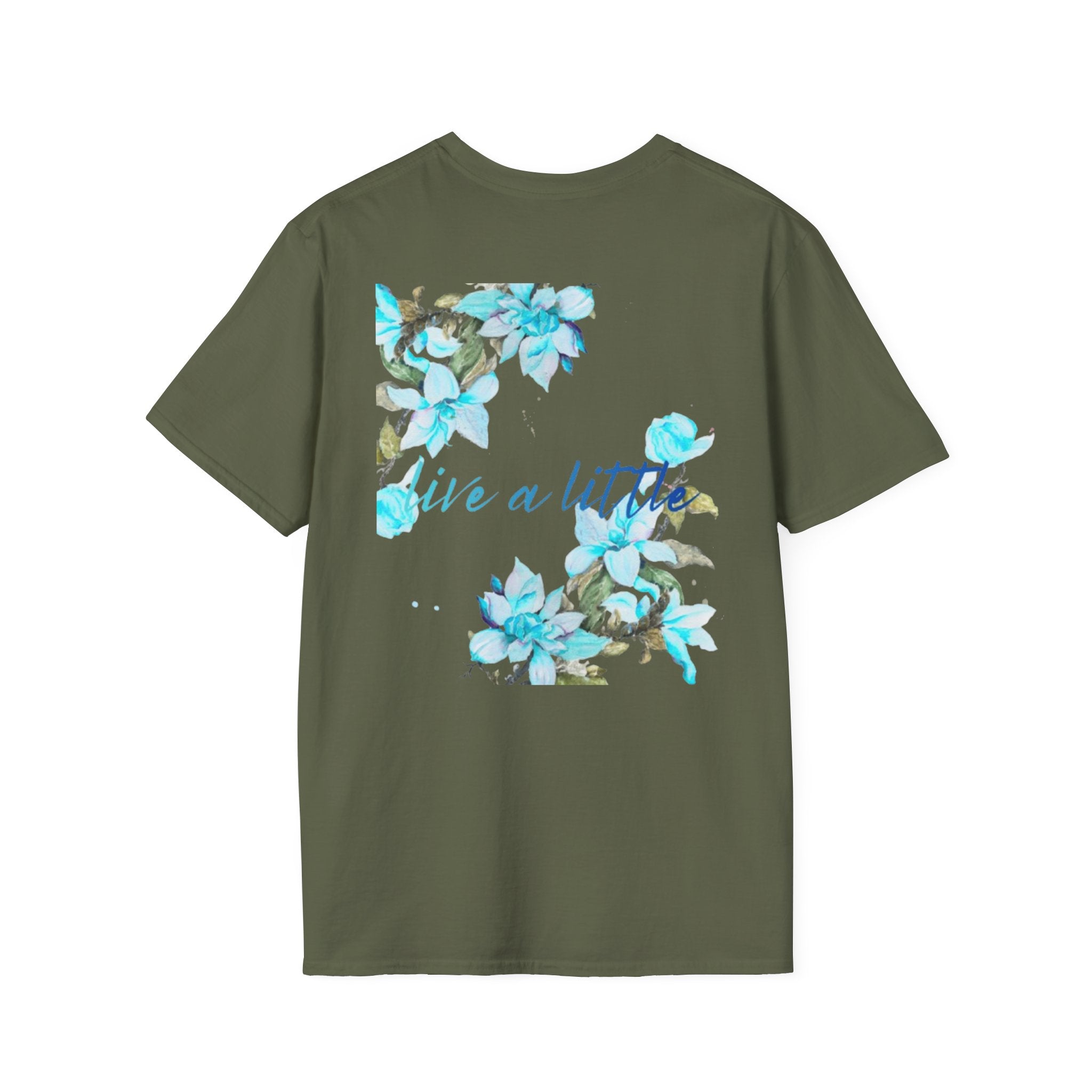 Floral 'Give a Little' Tee – Blue Watercolor Flower T-Shirt