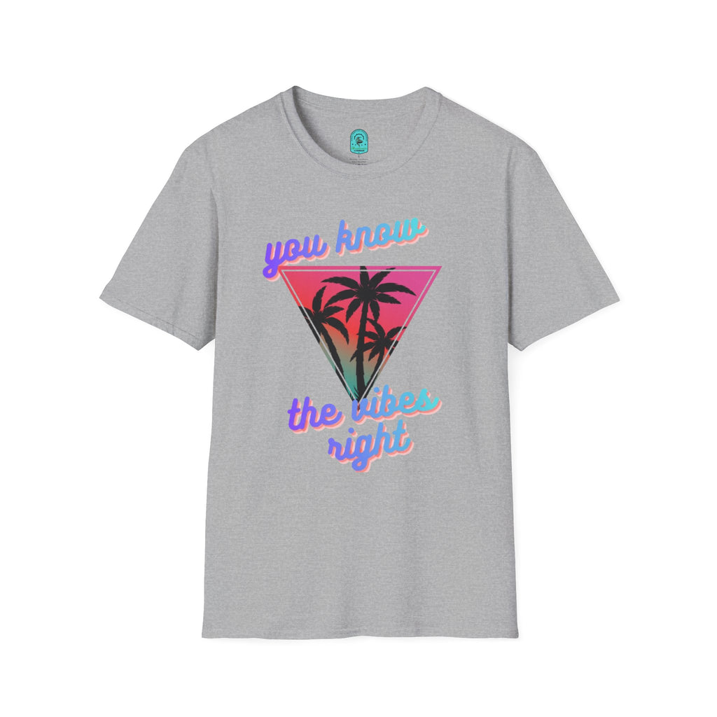 T-Shirt — "You Know the Vibes Right" Retro Palm Sunset Graphic Tee