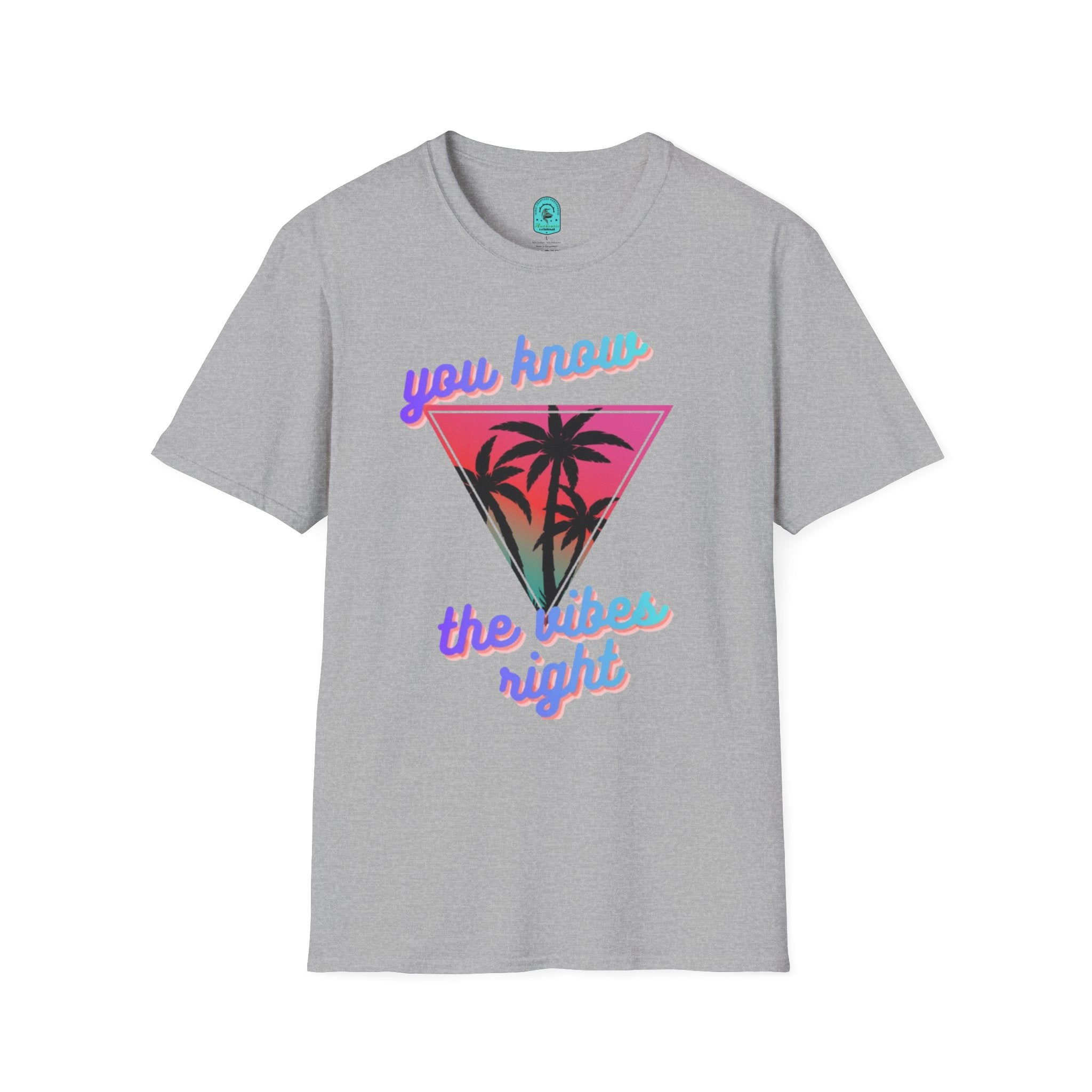 T-Shirt — "You Know the Vibes Right" Retro Palm Sunset Graphic Tee