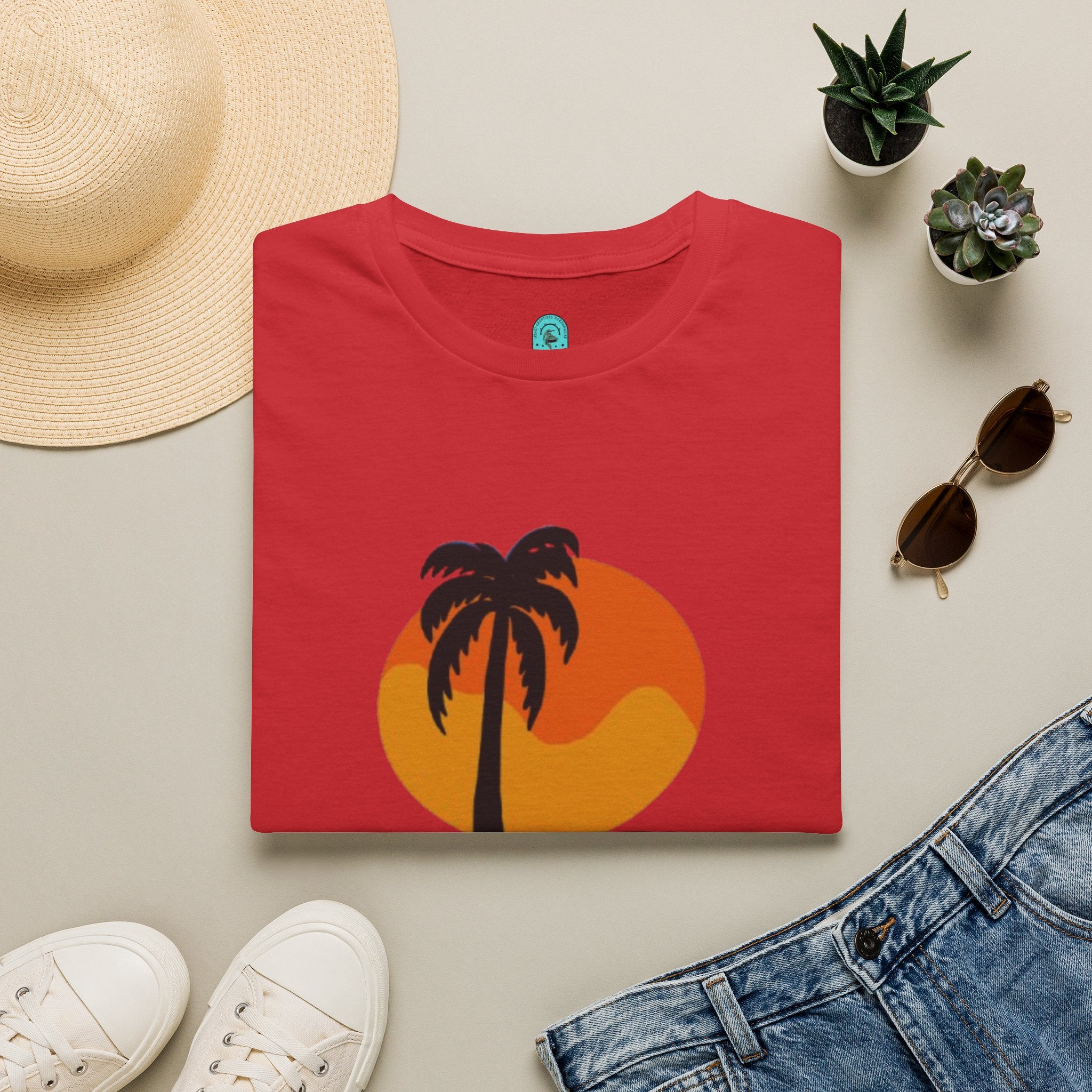 Palm Sunset T-Shirt — “Shell Yeah” Beach Vibes Tee